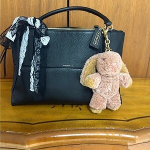 Coach Borough Bag Black Pebbled Leather Satchel 28160. Charms NOT included